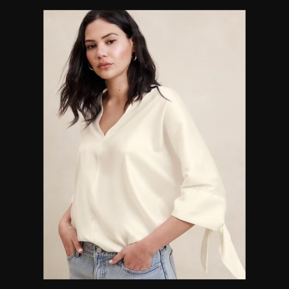 Banana Republic Tie Batwing Sleeve Blouse Top sz M NWT /B3